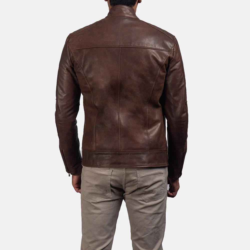 Men's Distressed Brown Café Racer Jacket – My Store